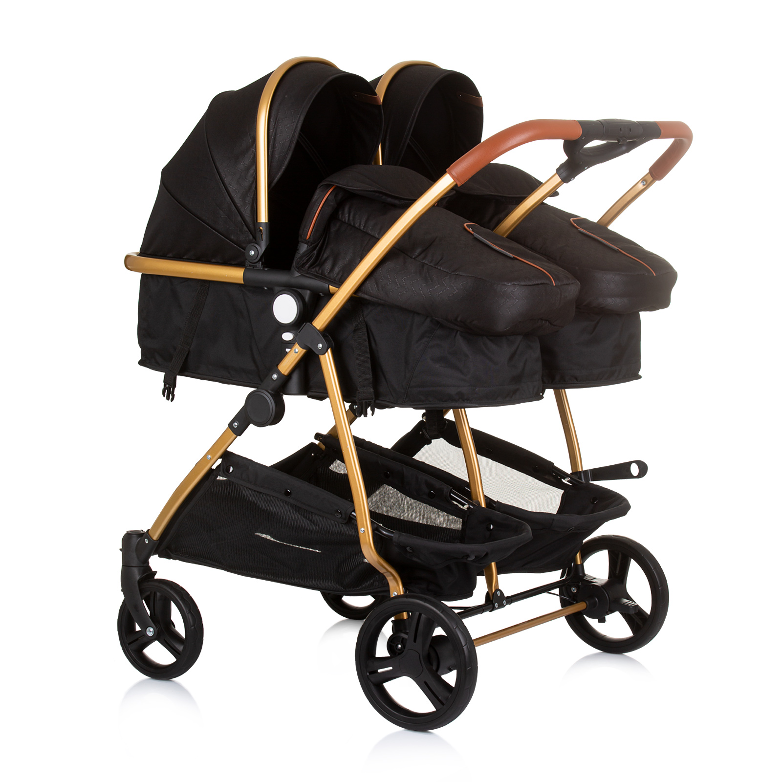 Chipolino Twin Stroller Duo Smart obsidian / gold KBDS02401OG