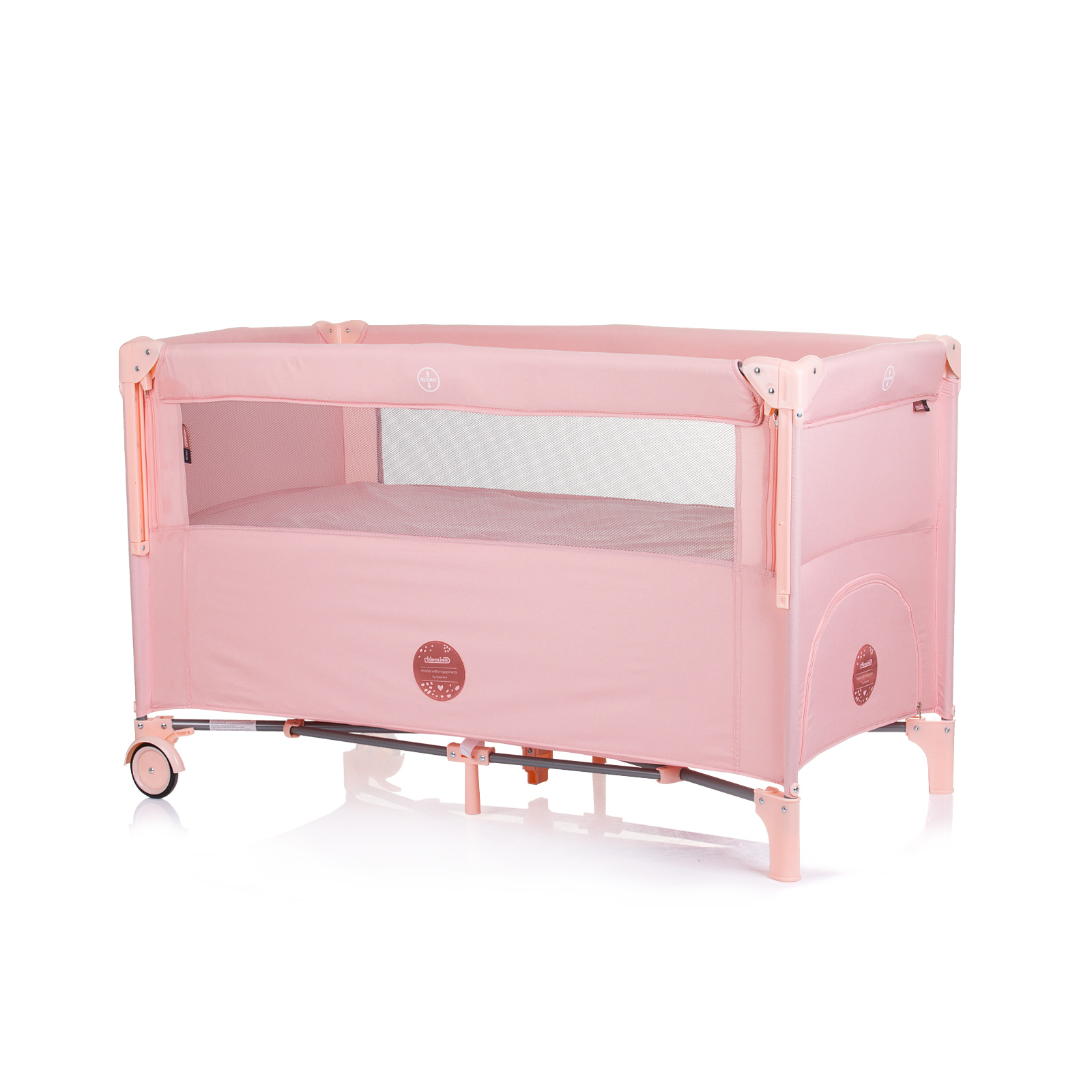 Chipolino Chipolino Foldable travel cot with drop side Relax flamingo linen KOSIRE244FL 76.98