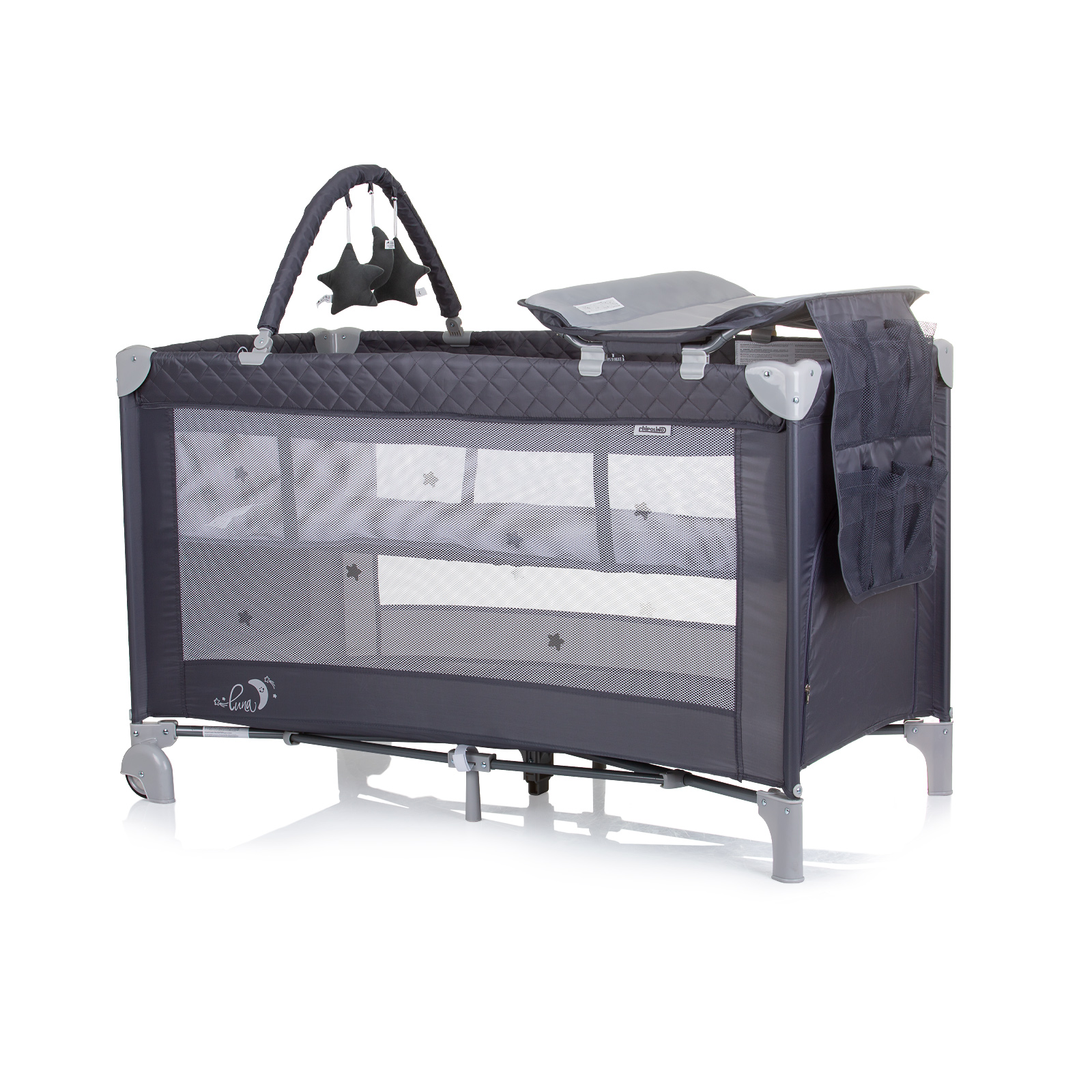 Chipolino Foldable travel cot with changing pad Luna granite KOSILU241GN
