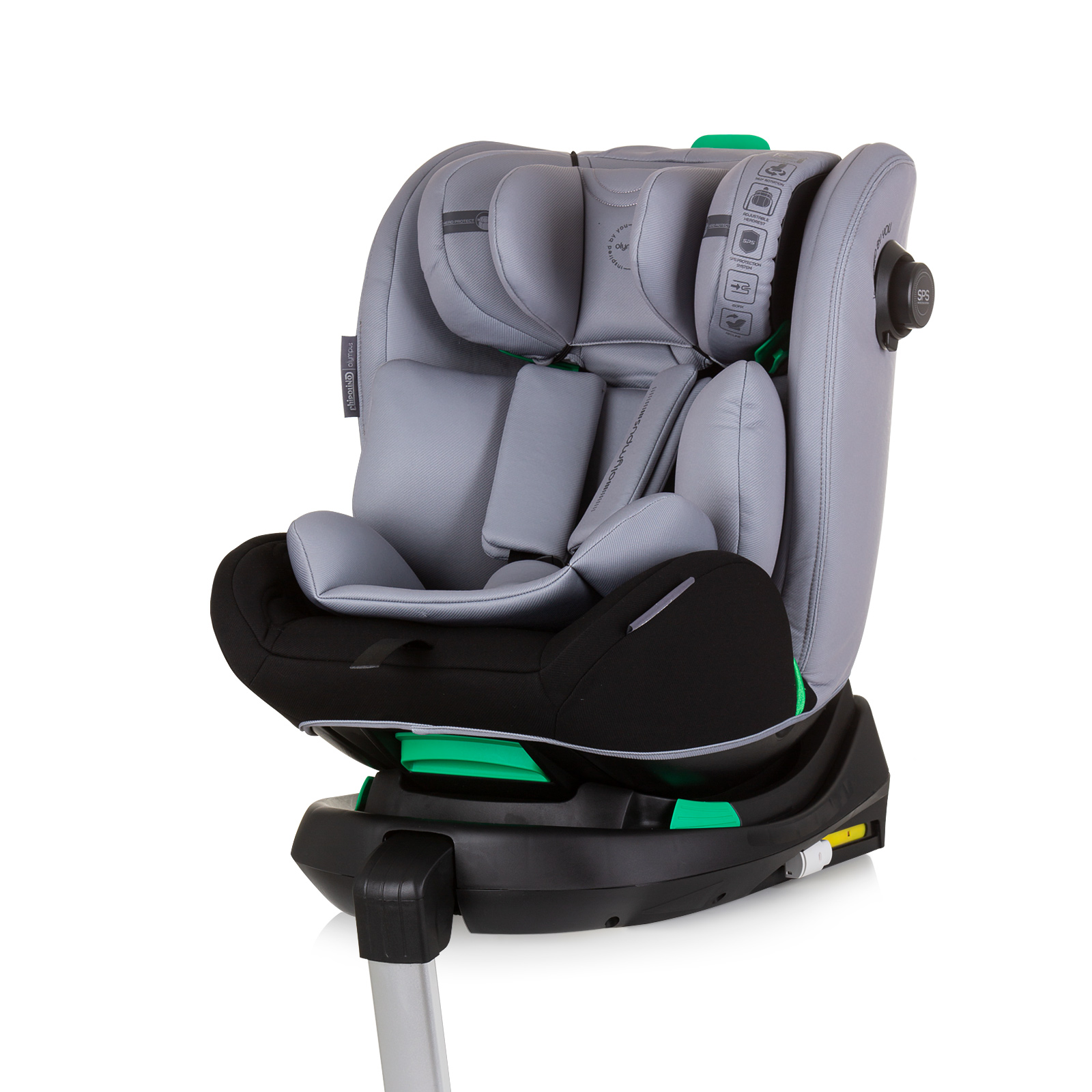 Chipolino OLYMPUS 360 I-SIZE 40-150 cm ISOFIX Περιστρεφόμενο Κάθισμα αυτοκινήτου γκρι στάχτη STKOL02402AS