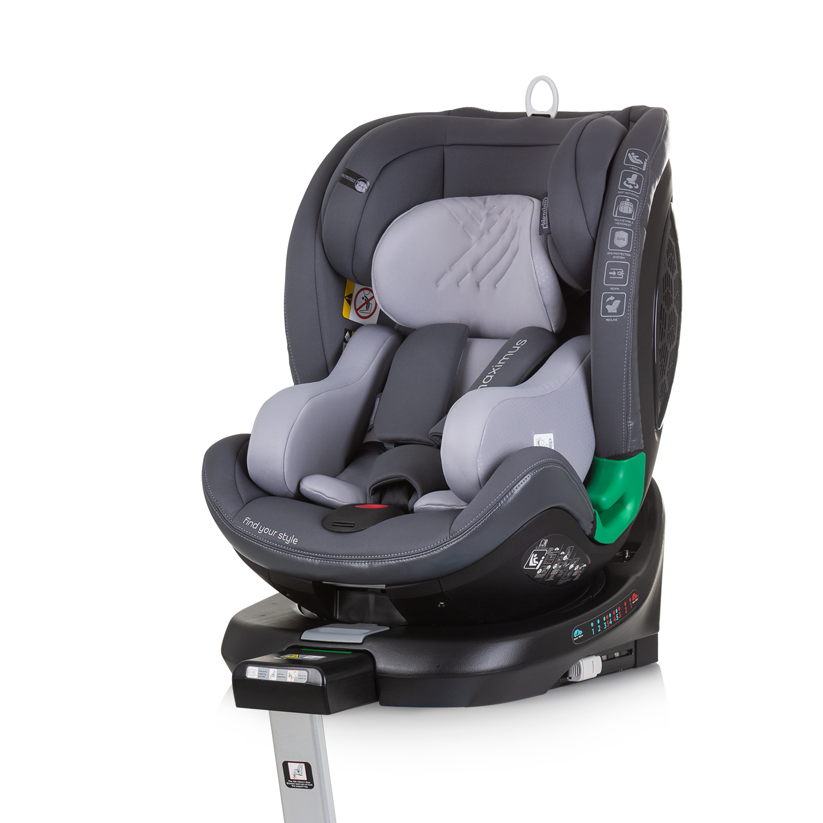 Chipolino MAXIMUS I-SIZE 40-150 cm ISOFIX 360 Περιστρεφόμενο Κάθισμα αυτοκινήτου γρανίτης STKMM02402GN