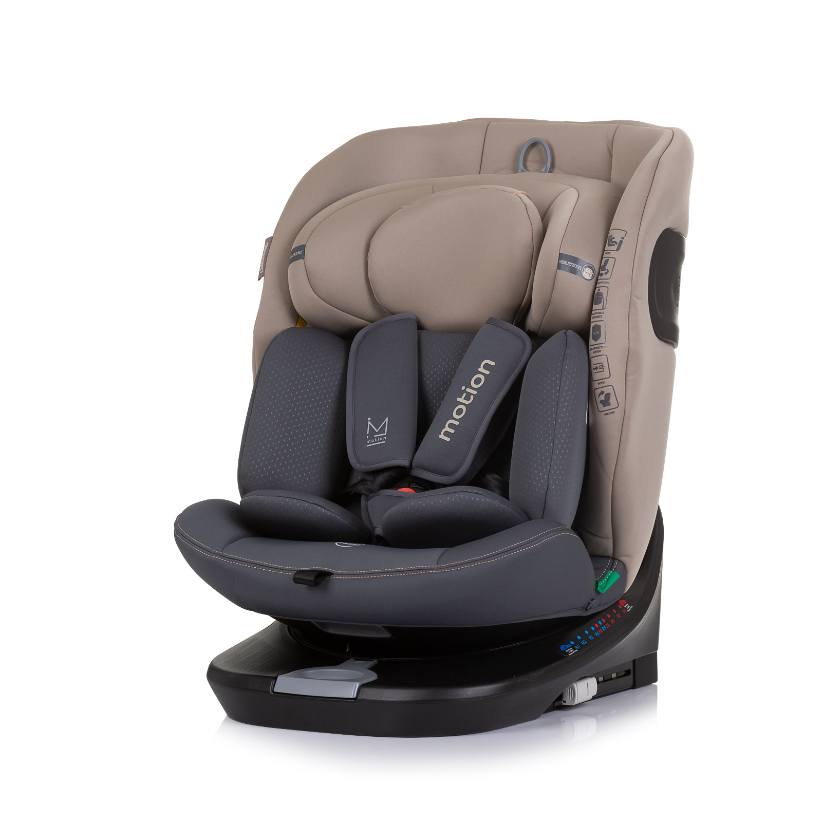 Chipolino Car seat I-SIZE 40-150 cm ISOFIX 360 "MOTION" macadamia STKMOT02403MA