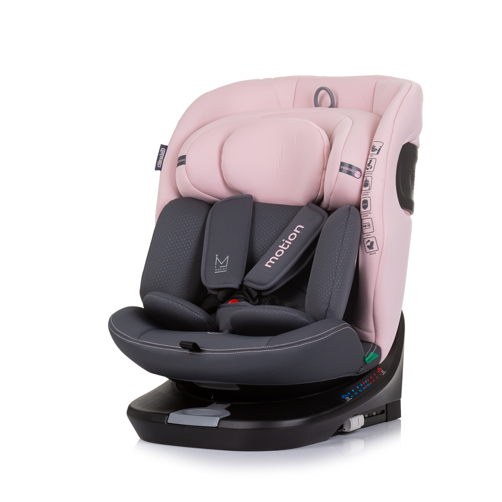 Chipolino Car seat I-SIZE 40-150 cm ISOFIX 360 "MOTION" flamingo STKMOT02405FL