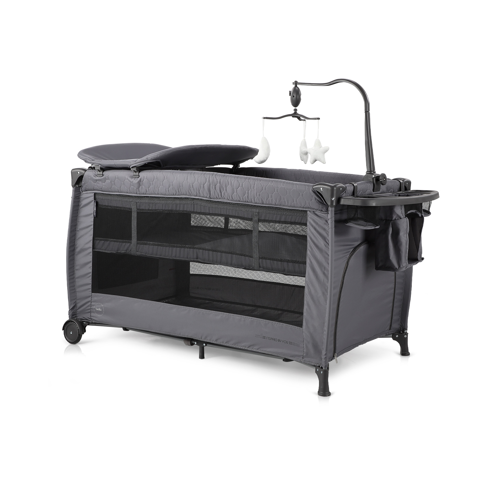 Chipolino Chipolino Foldable travel cot Bella granite KOSIB0241GN 94.96