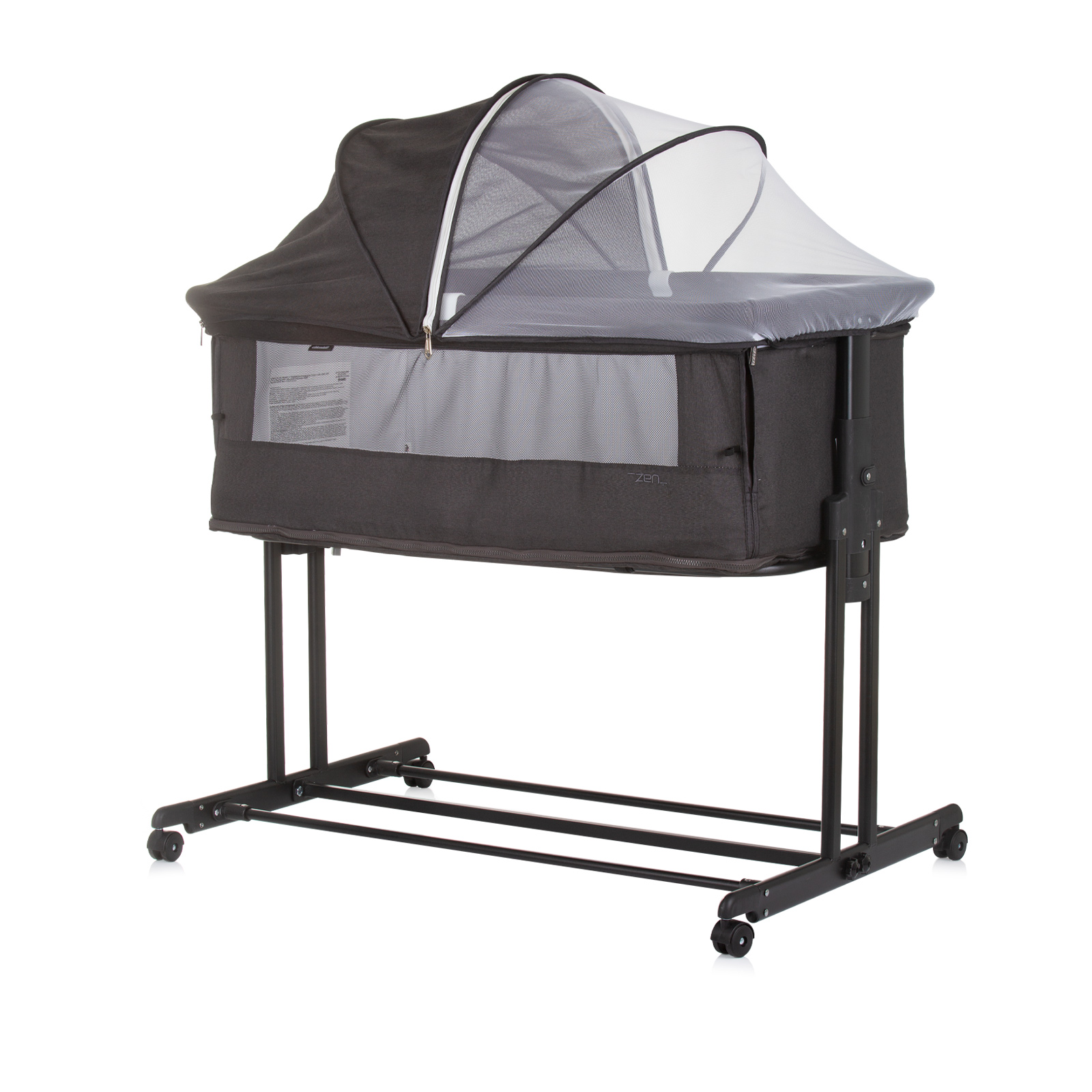 Chipolino Co-sleeping crib with drop side “Zen" obsidian KOSZE0201OB