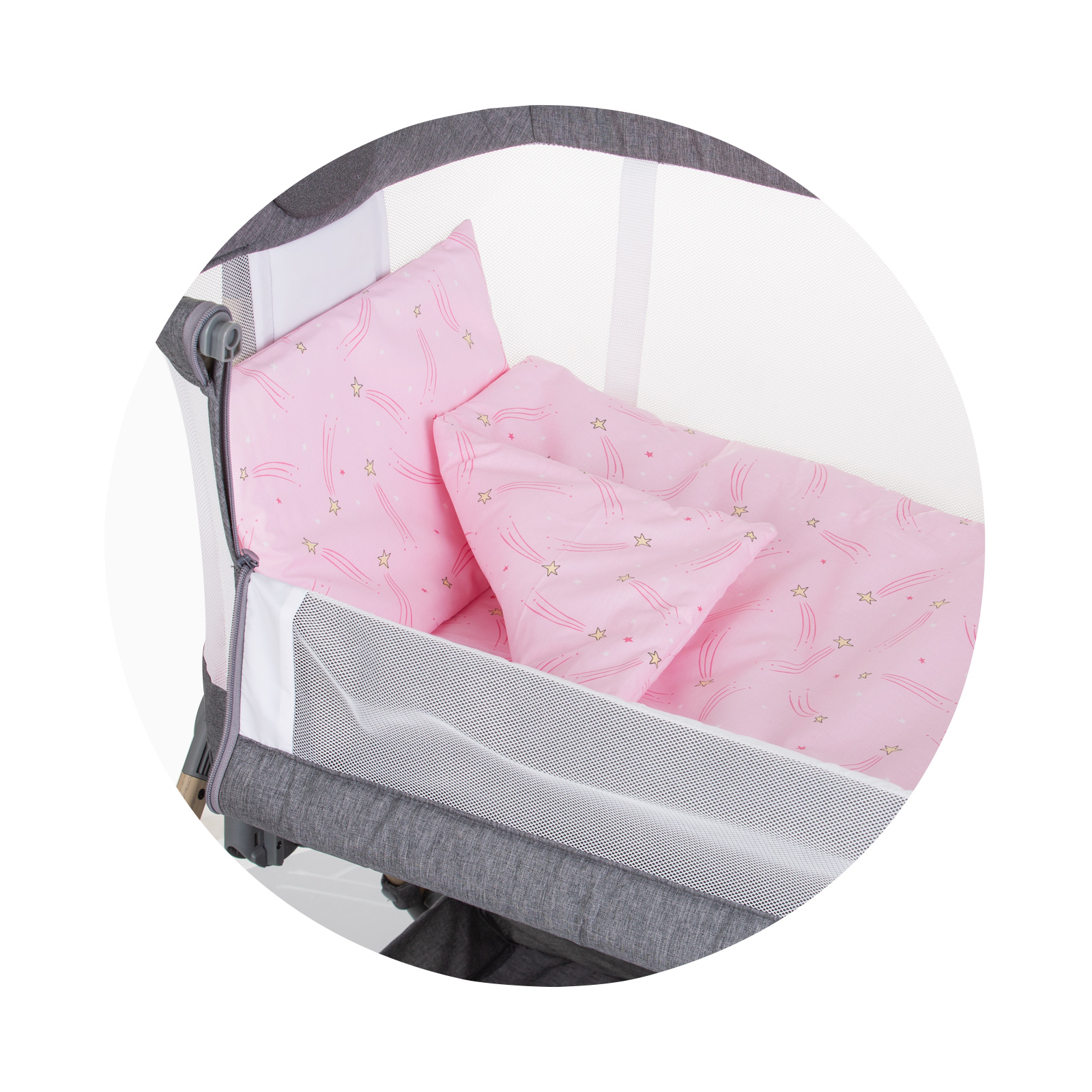 Chipolino Bedding set for Co-sleeping pink Falling star KOSCLOSET0242PFS
