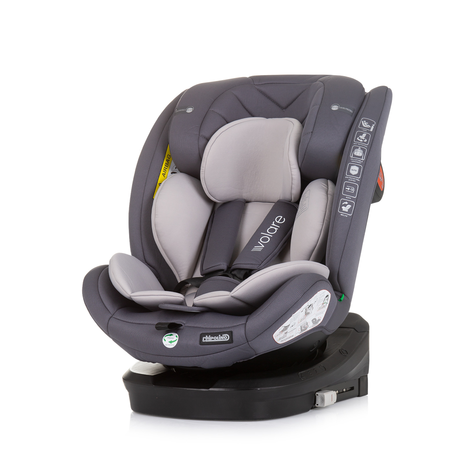 Chipolino Car seat I-SIZE 40-150 cm ISOFIX 360 "VOLARE" granite STKVLR02402GN