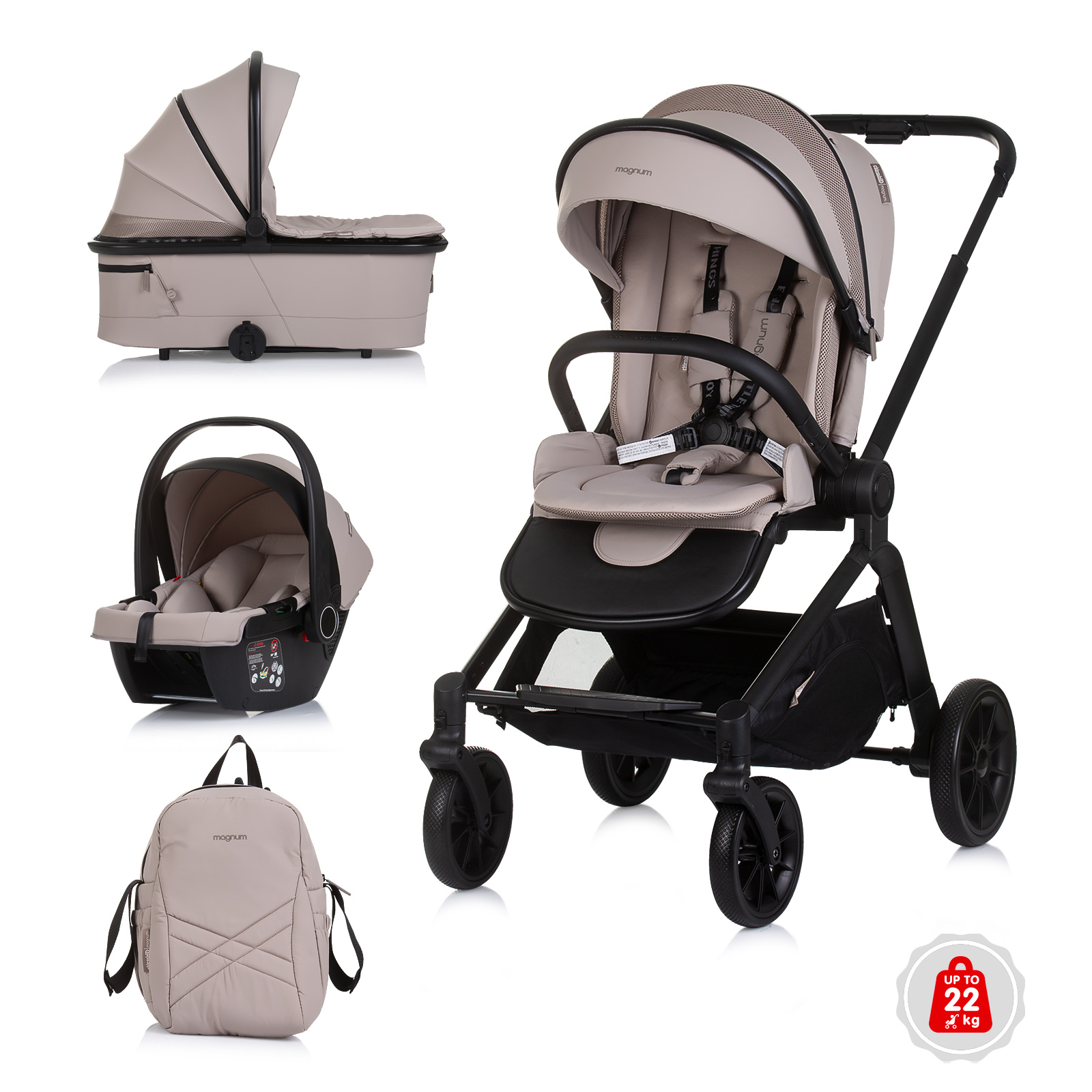 Chipolino Magnum 3 σε 1 Σύστημα Μεταφοράς 0-22kg τιραμισού KKMA02502TR