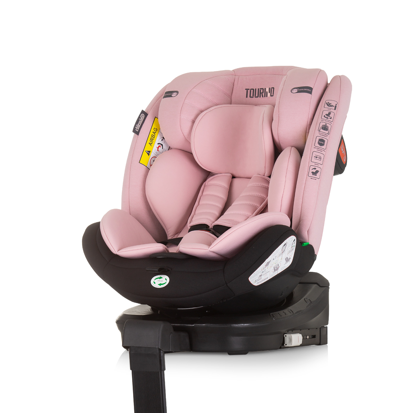 Chipolino TOURINO I-SIZE 40-150 cm ISOFIX 360 Περιστρεφόμενο Κάθισμα αυτοκινήτου φλαμίνγκο STKTRN02408FL