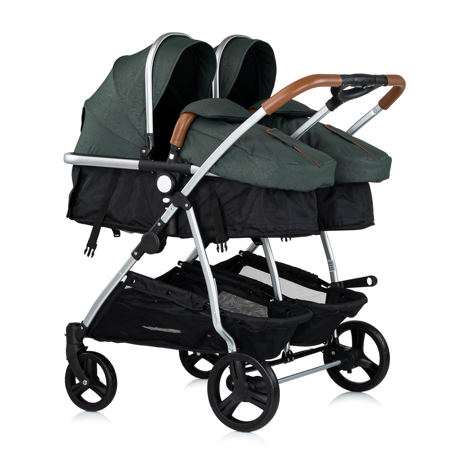 Chipolino Duo Smart Μετατρεπόμενο Αναστρέψιμο Καρότσι Διδύμων με Ανεξάρτητες Θέσεις 0+ μηνών 3 Αξεσουάρ basil KBDS02504BA