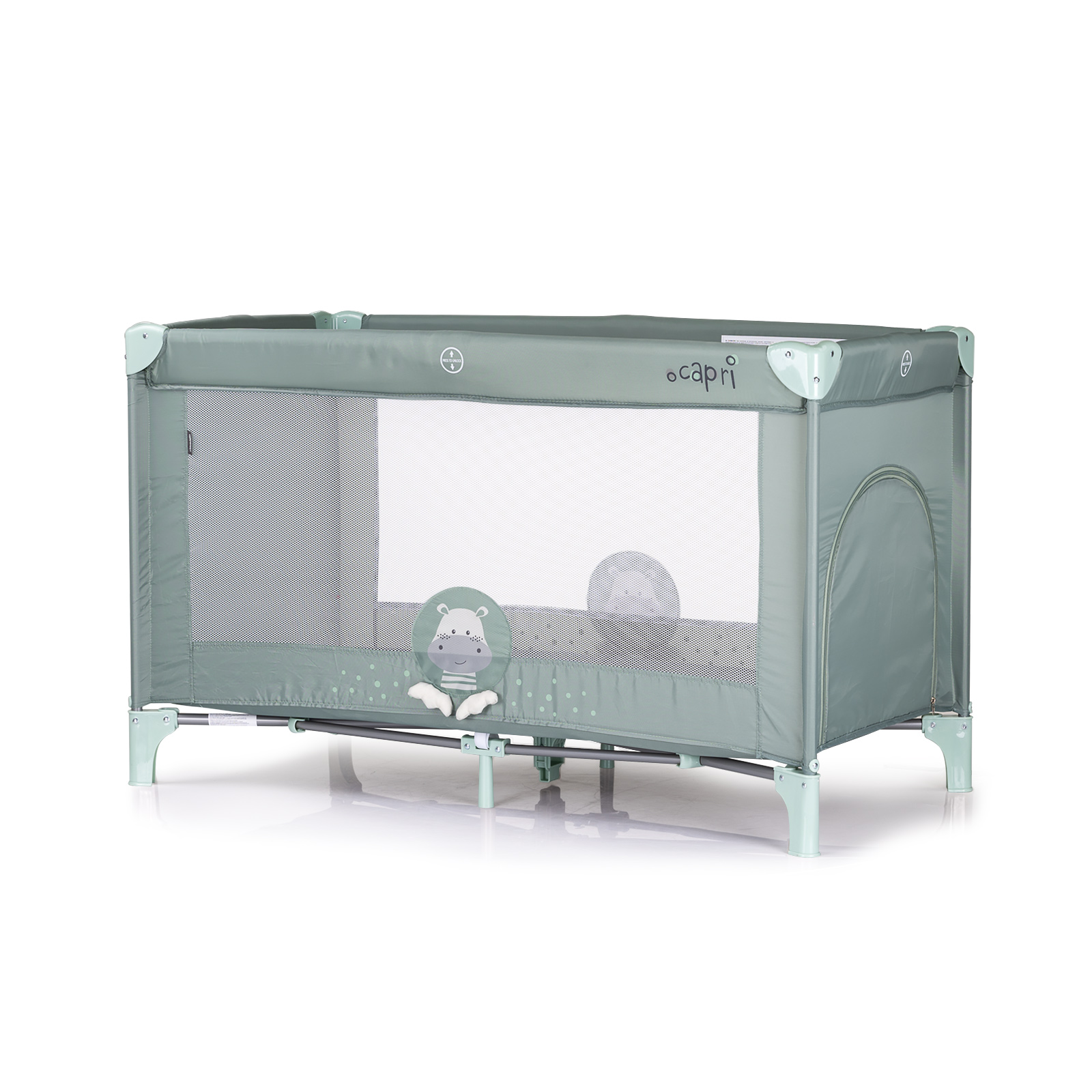 Chipolino Capri Παρκοκρέβατο με Πλαϊνή Είσοδο Hippo πράσινο KOSIK2503HI