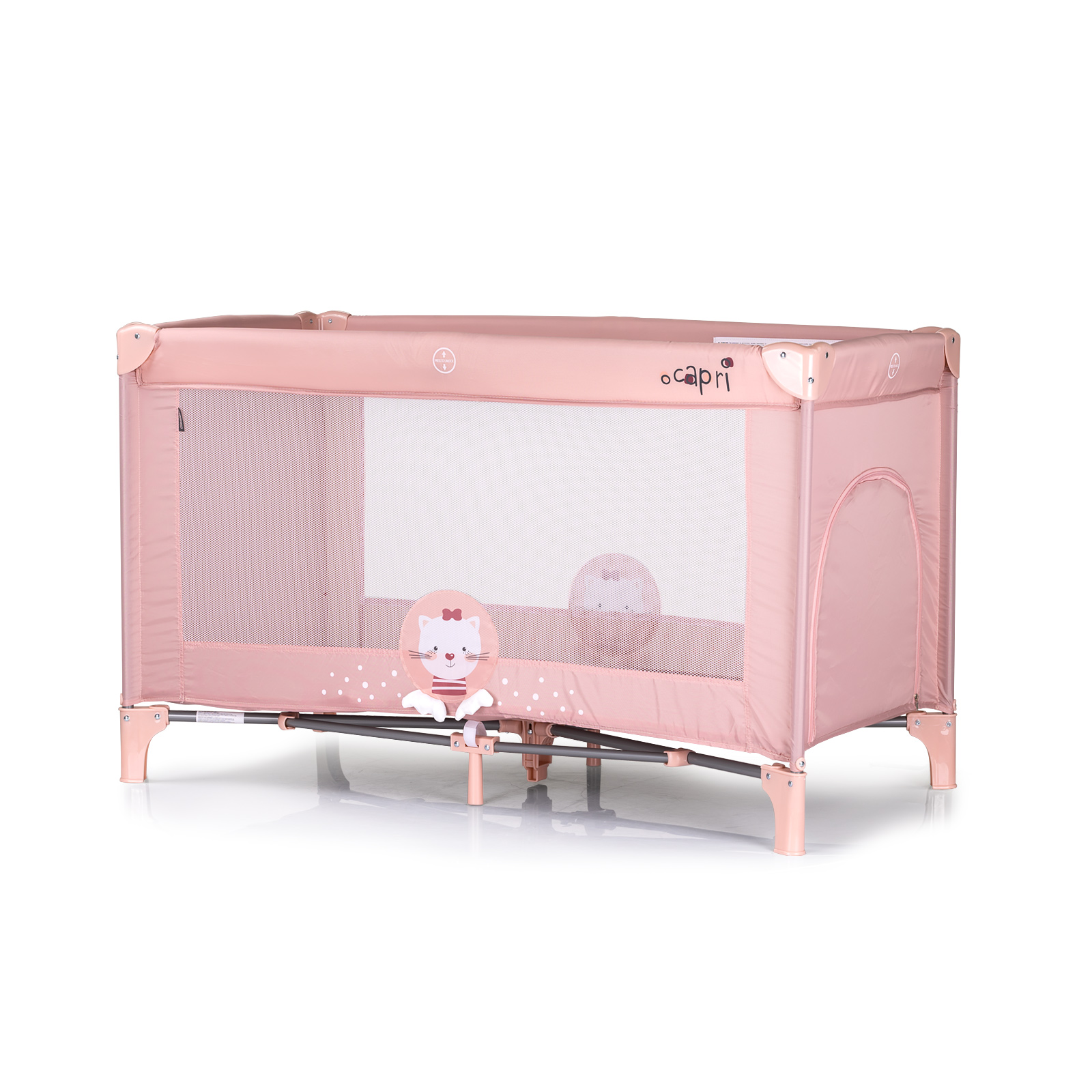 Chipolino Foldable travel cot "Capri" Cat pink KOSIK2504CA
