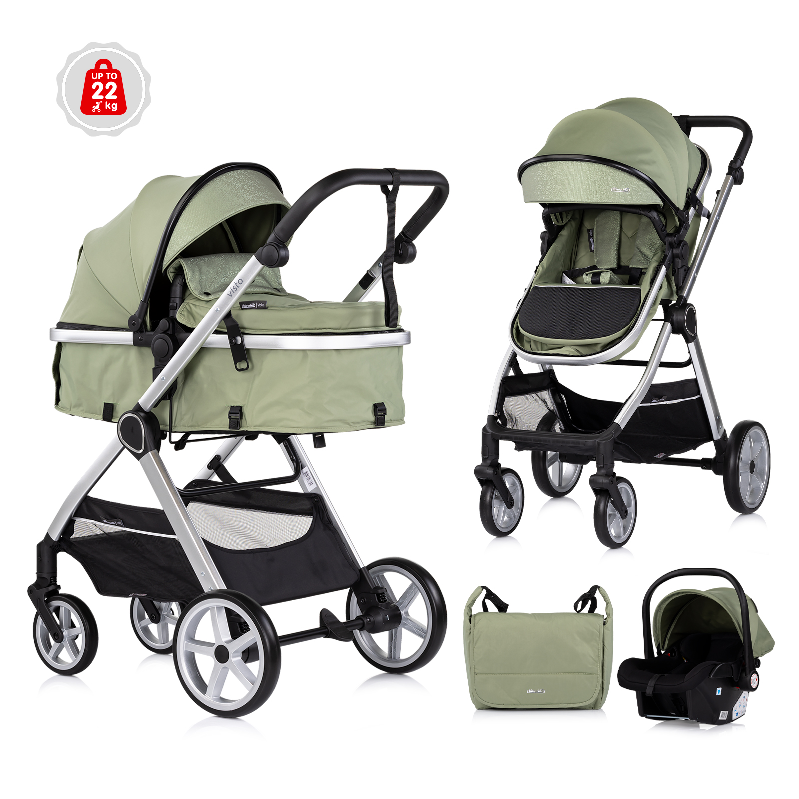 Chipolino VISTA 3 σε 1 Μεταμορφώσιμο καροτσάκι μωρού 0-22kg βασιλικός KKVS02505BA