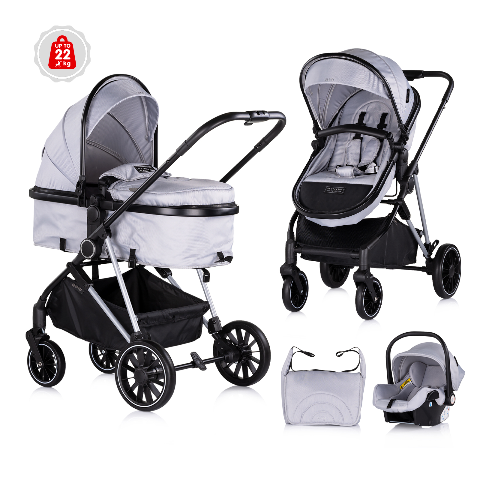 Chipolino Baby transformable stroller "AURA" cloud KKAUR02502CL