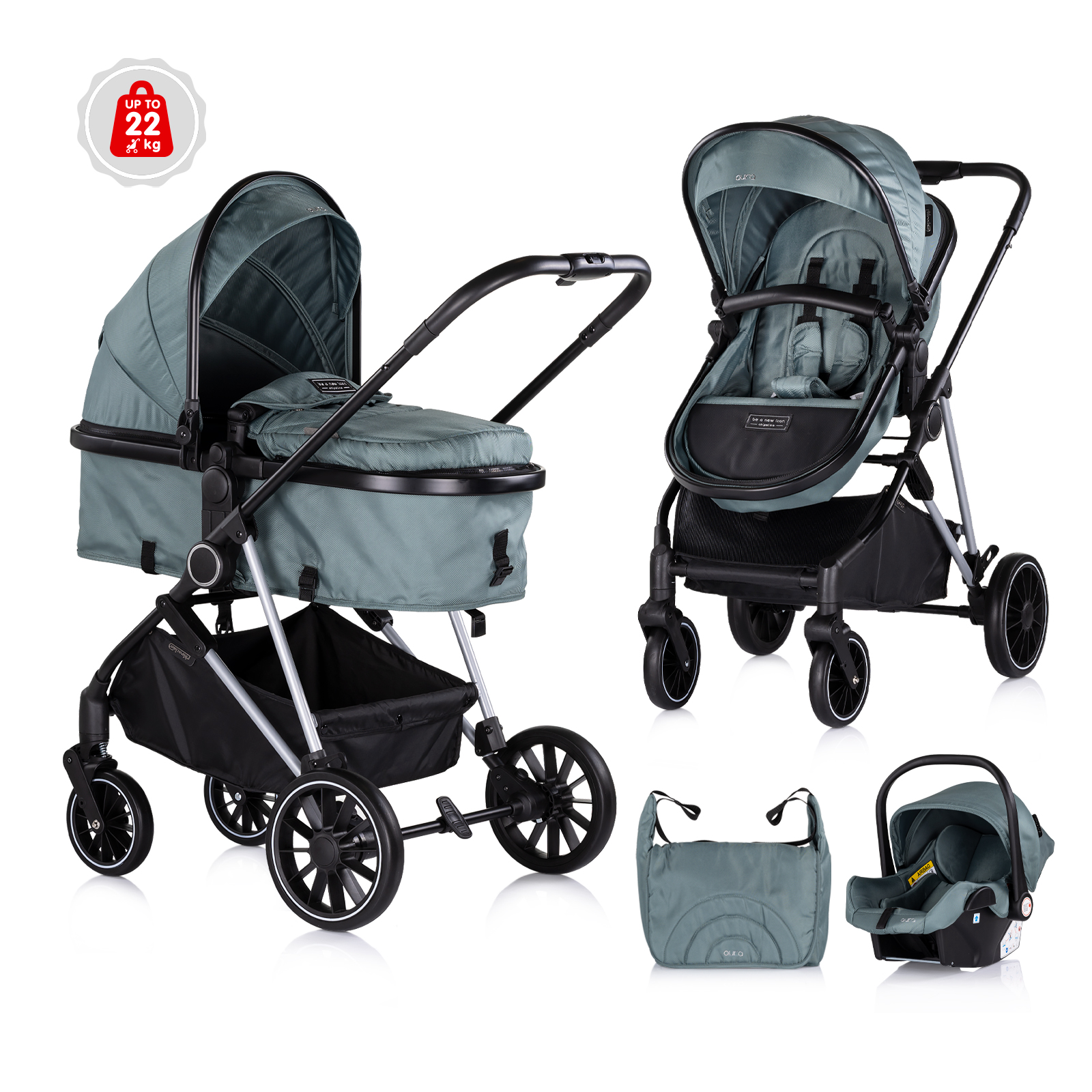 Chipolino Baby transformable stroller "AURA" basel KKAUR02505BA