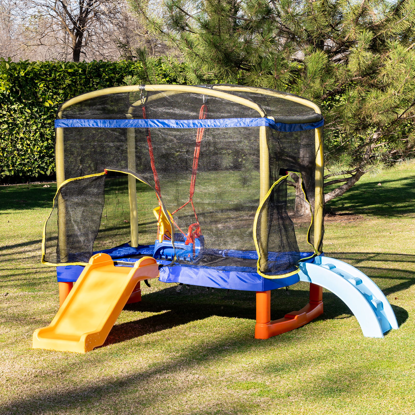 Chipolino Large Trampoline Playground 200 cm with Slide and Ladder blue TRAMPG0241B