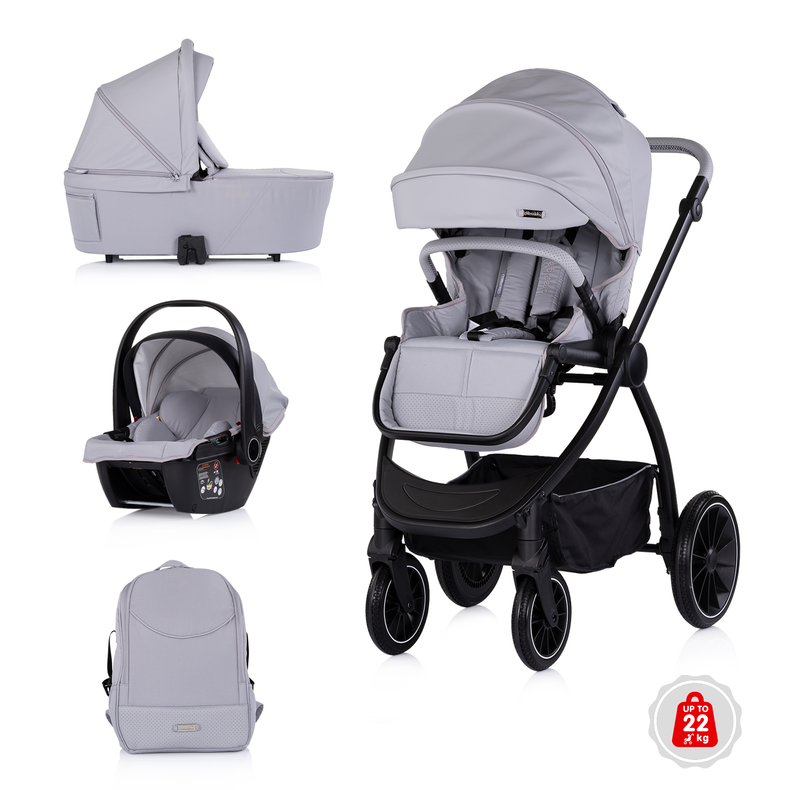Chipolino Baby stroller 3 in 1 "Prestige" platinum KKPRS02601PL