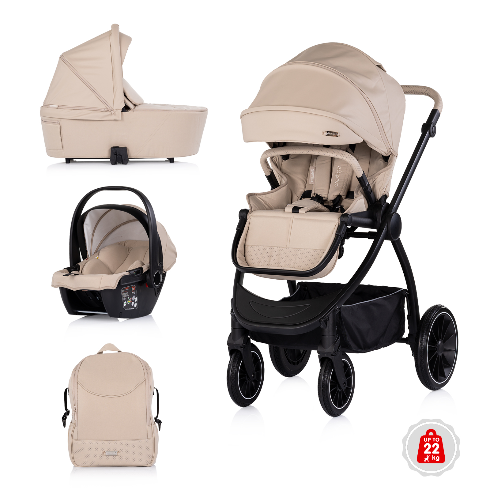 Chipolino Baby stroller 3 in 1 "Prestige" latte KKPRS02602LA