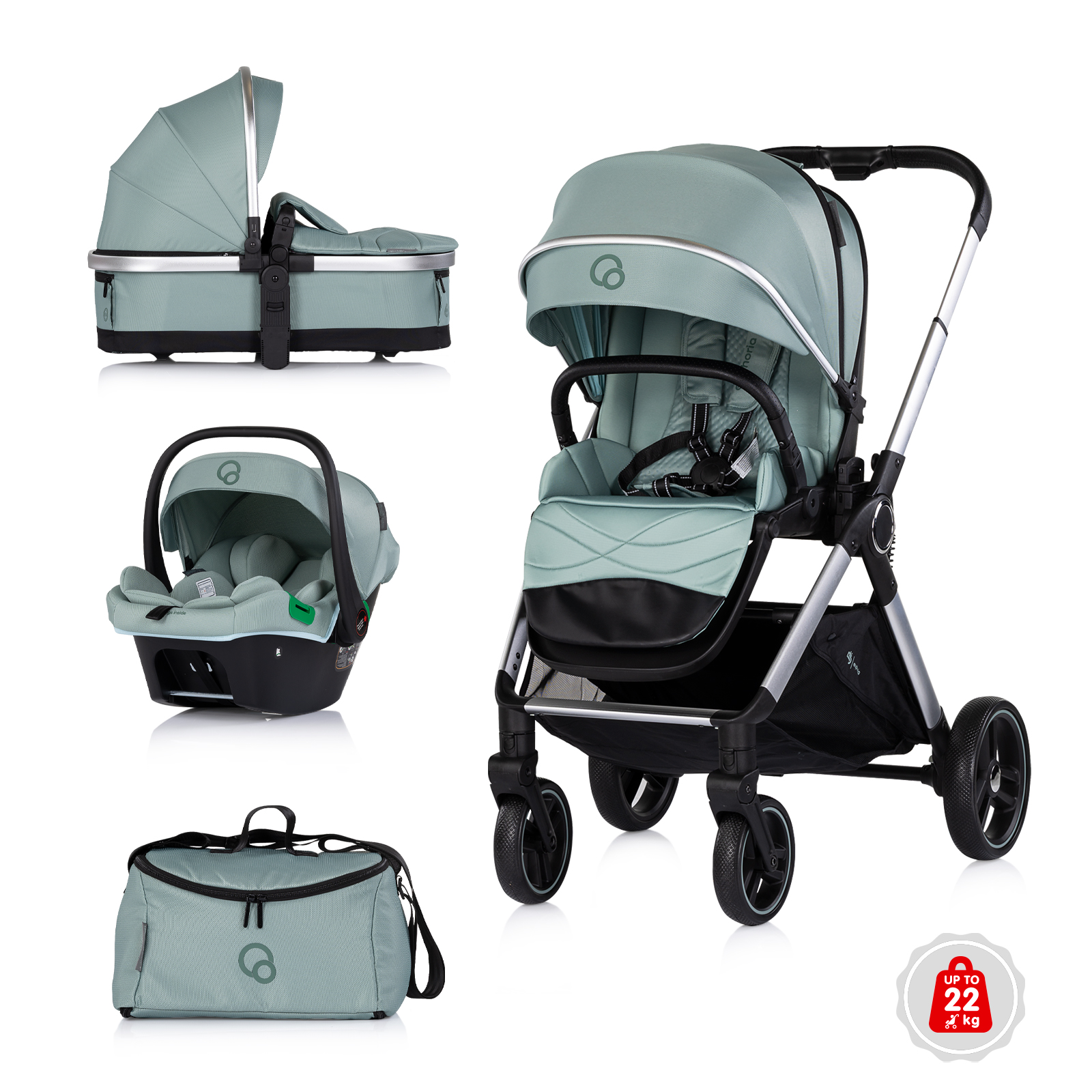 Chipolino Baby stroller 3 in 1 "Euphoria" matcha KKEU02605MA