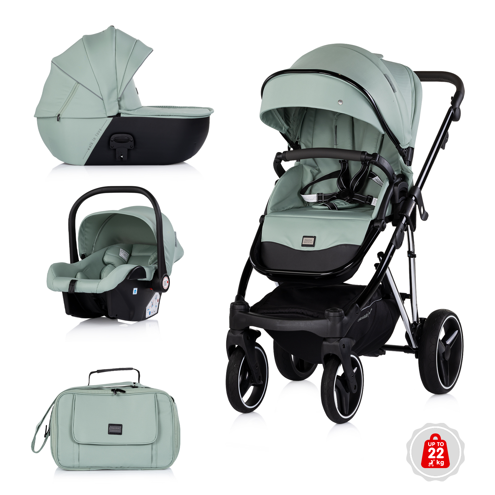 Chipolino Baby stroller 3 in 1 "Imperium" matcha KKIM02604MA