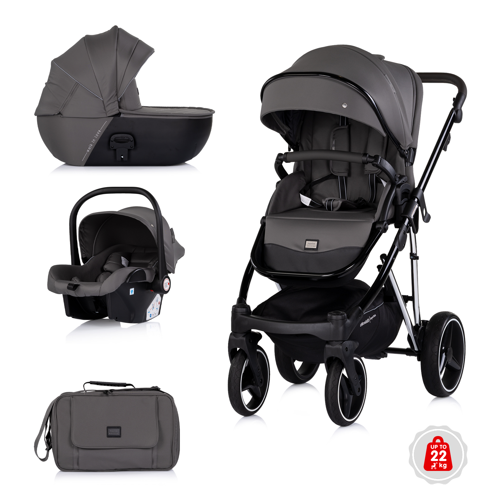 Chipolino Baby stroller 3 in 1 "Imperium" charcoal KKIM02601CH