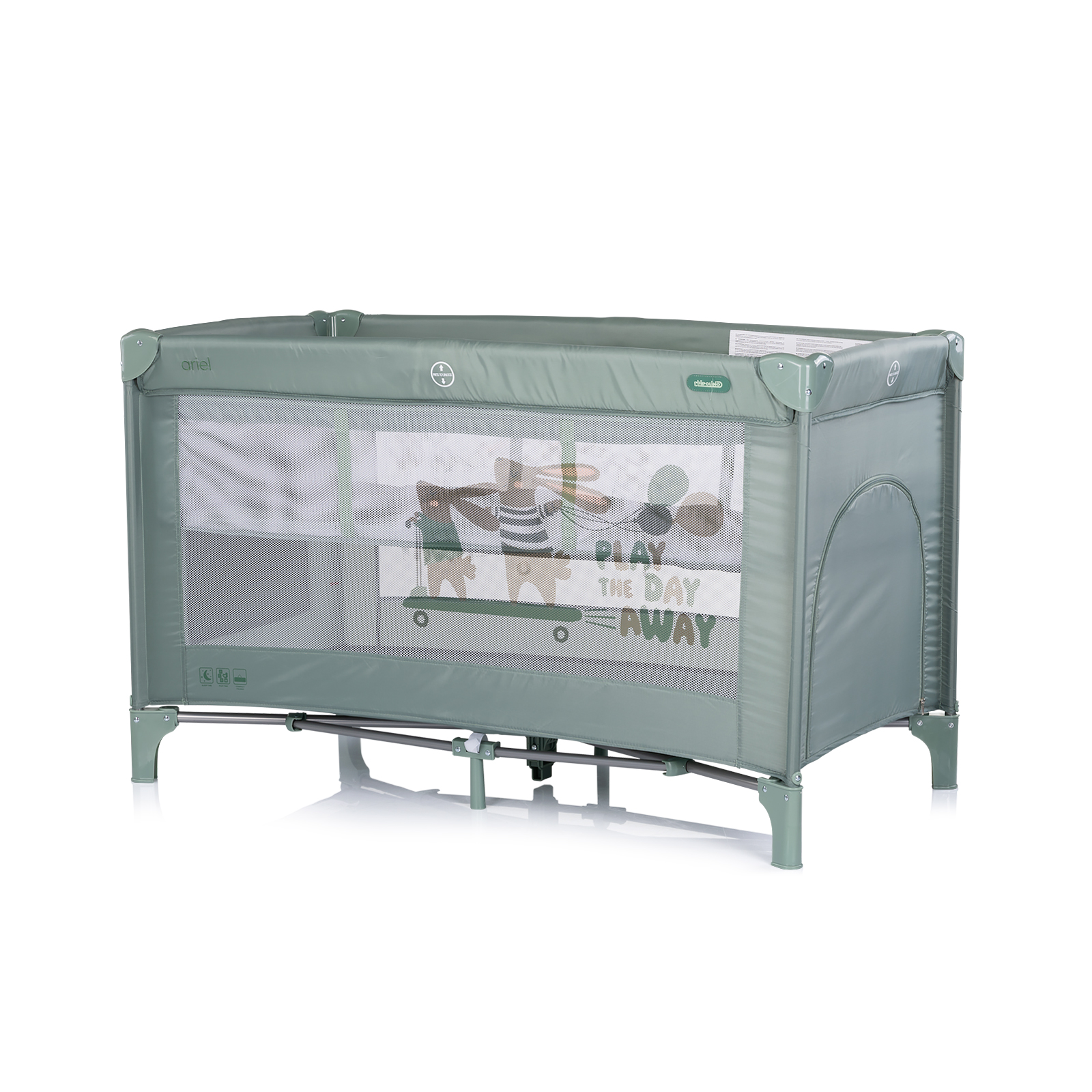 Chipolino Ariel Παρκοκρέβατο Ταξιδιού 2 Επιπέδων με Πλαϊνή Είσοδο matcha