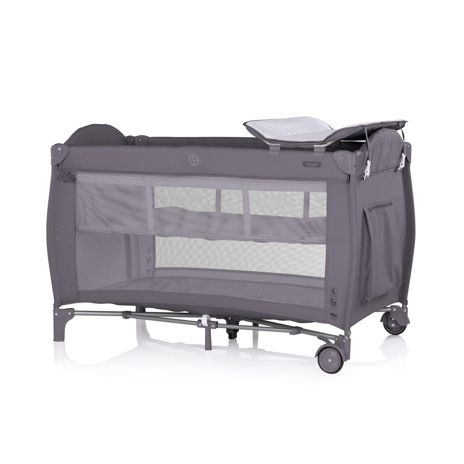 Chipolino Bella Παρκοκρέβατο Ταξιδιού 2 Επιπέδων με Αλλαξιέρα Ανθρακί