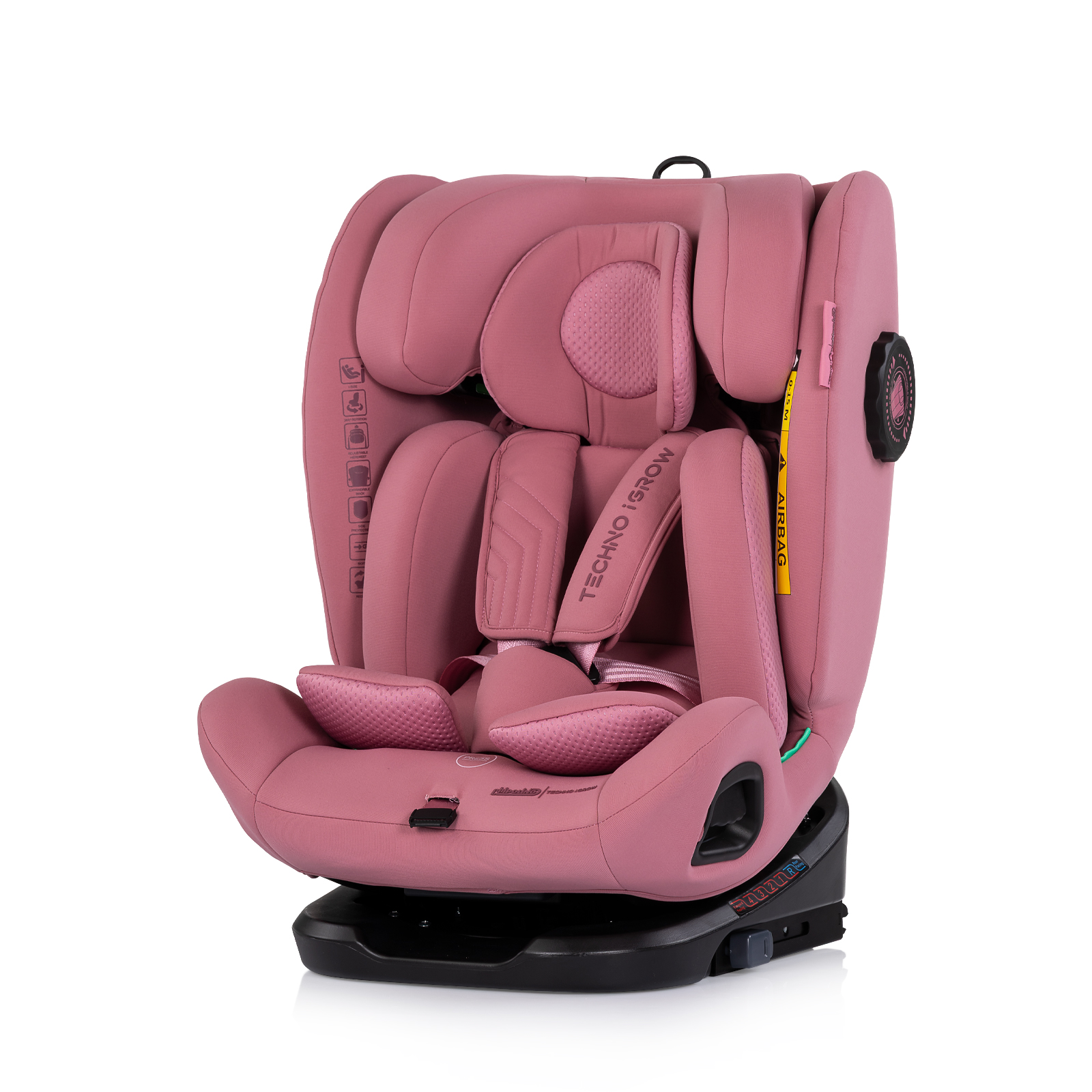 Chipolino TECHNO iGROW i-Size 40-150 cm ISOFIX 360° Κάθισμα Αυτοκινήτου Ροζ Πούδρας
