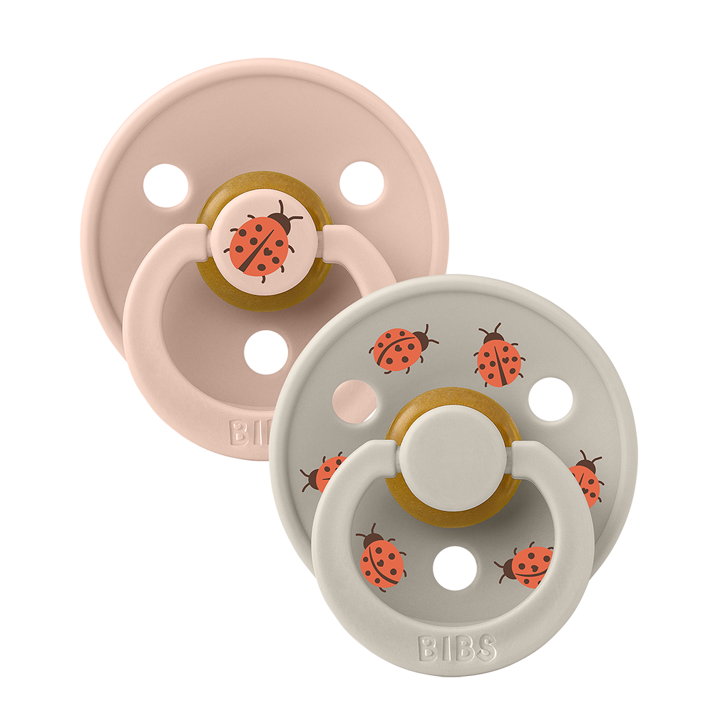 BIBS studio colour ladybug pacifiers latex size 2 6-18 months blush mix
