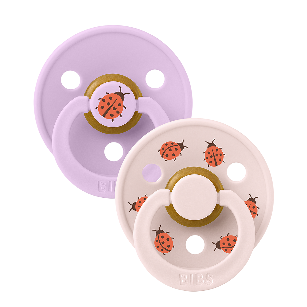 BIBS studio colour ladybug pacifiers latex size 1 0-6 months violet sky mix