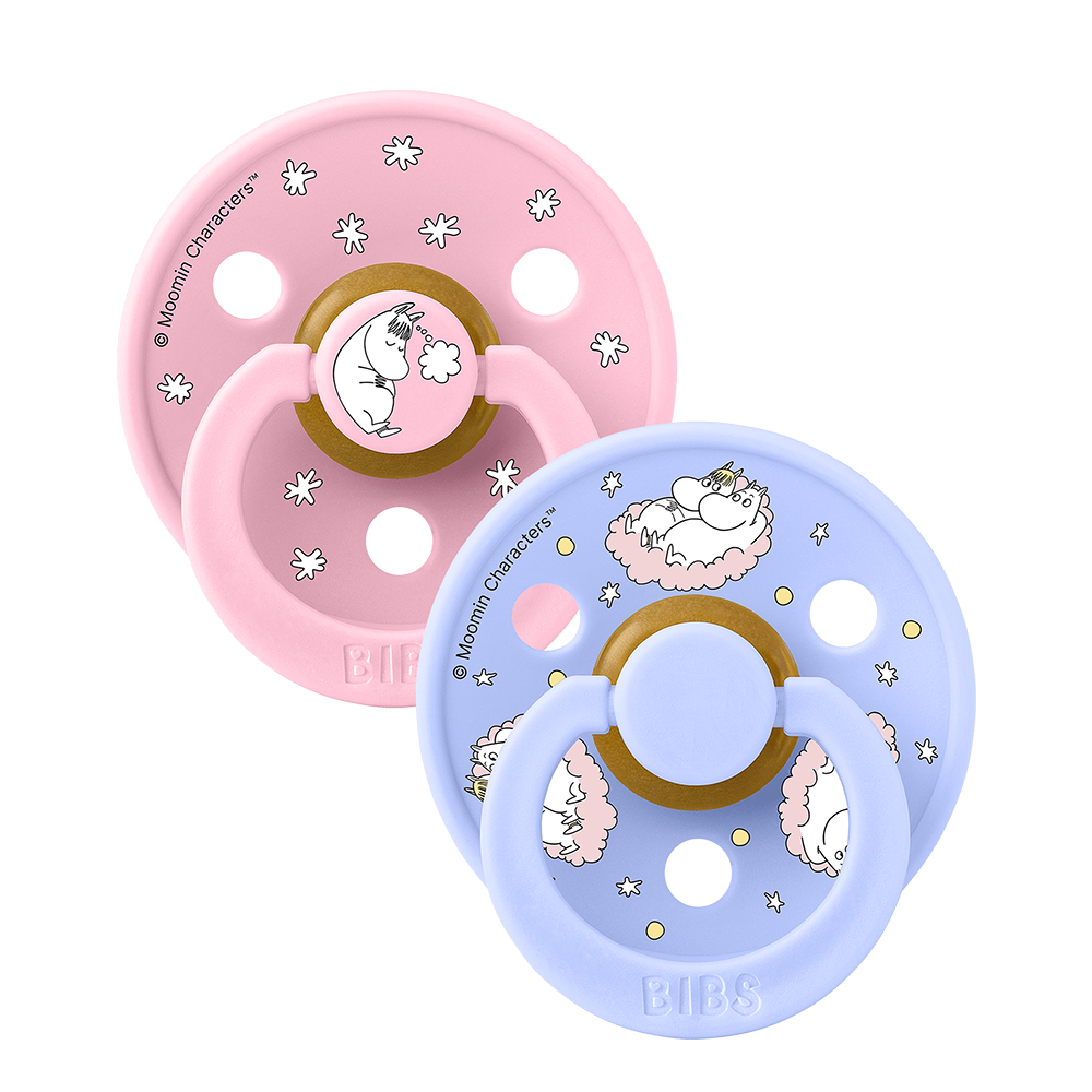 BIBS x moomin colour dreaming pacifiers latex size 1 0-6 months baby pink mix