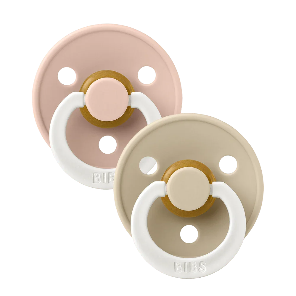 BIBS colour pacifiers latex size 2 6-18 months glow blush / vanilla