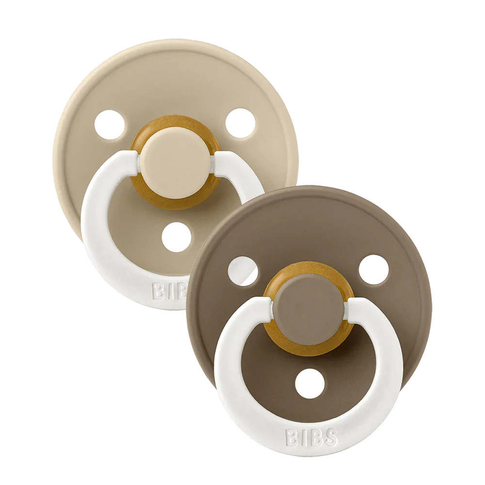 BIBS colour pacifiers latex size 2 6-18 months glow vanilla / dark oak