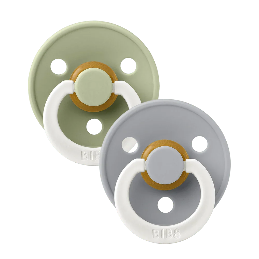 BIBS colour pacifiers latex size 2 6-18 months glow sage / cloud