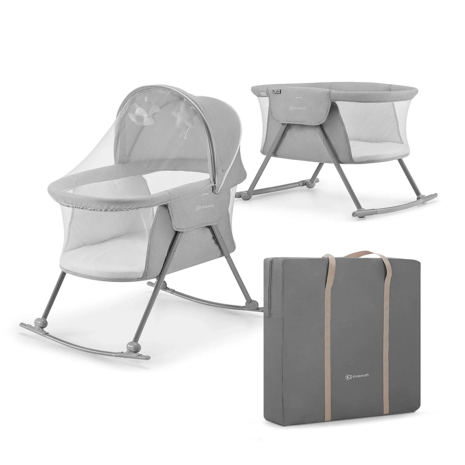 Kinderkraft LOVI Βρεφικό Λίκνο 3 σε 1 Grey KKLLOVIGRY0000