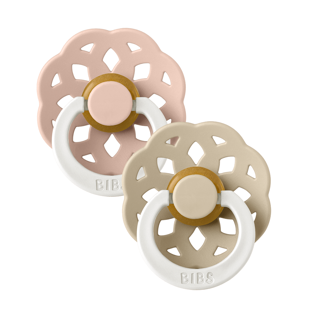 BIBS boheme pacifiers latex size 1 0-6 months glow blush / vanilla