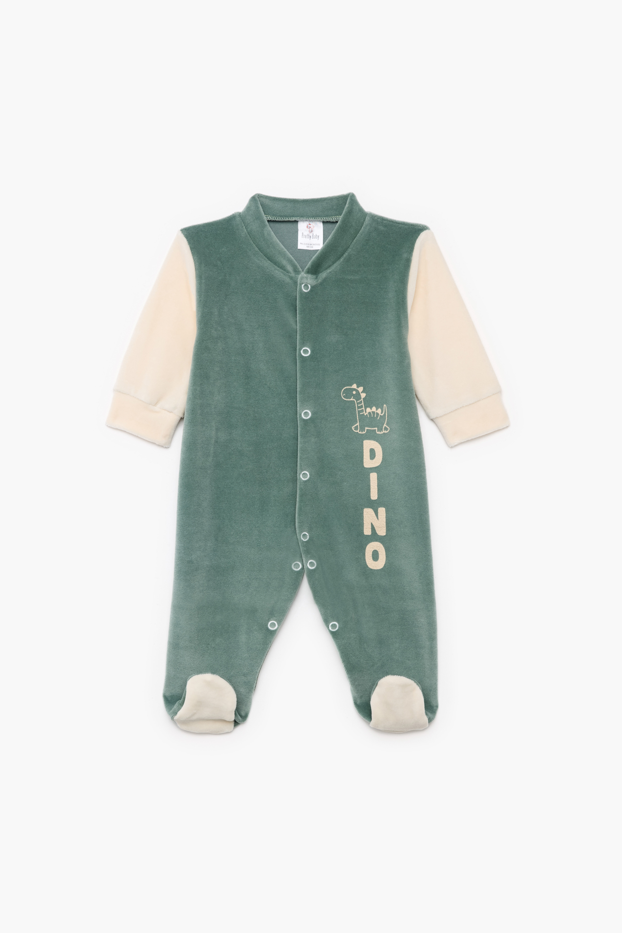 Pretty Baby Winter Velour Baby Sleepsuit Long Sleeve Dino