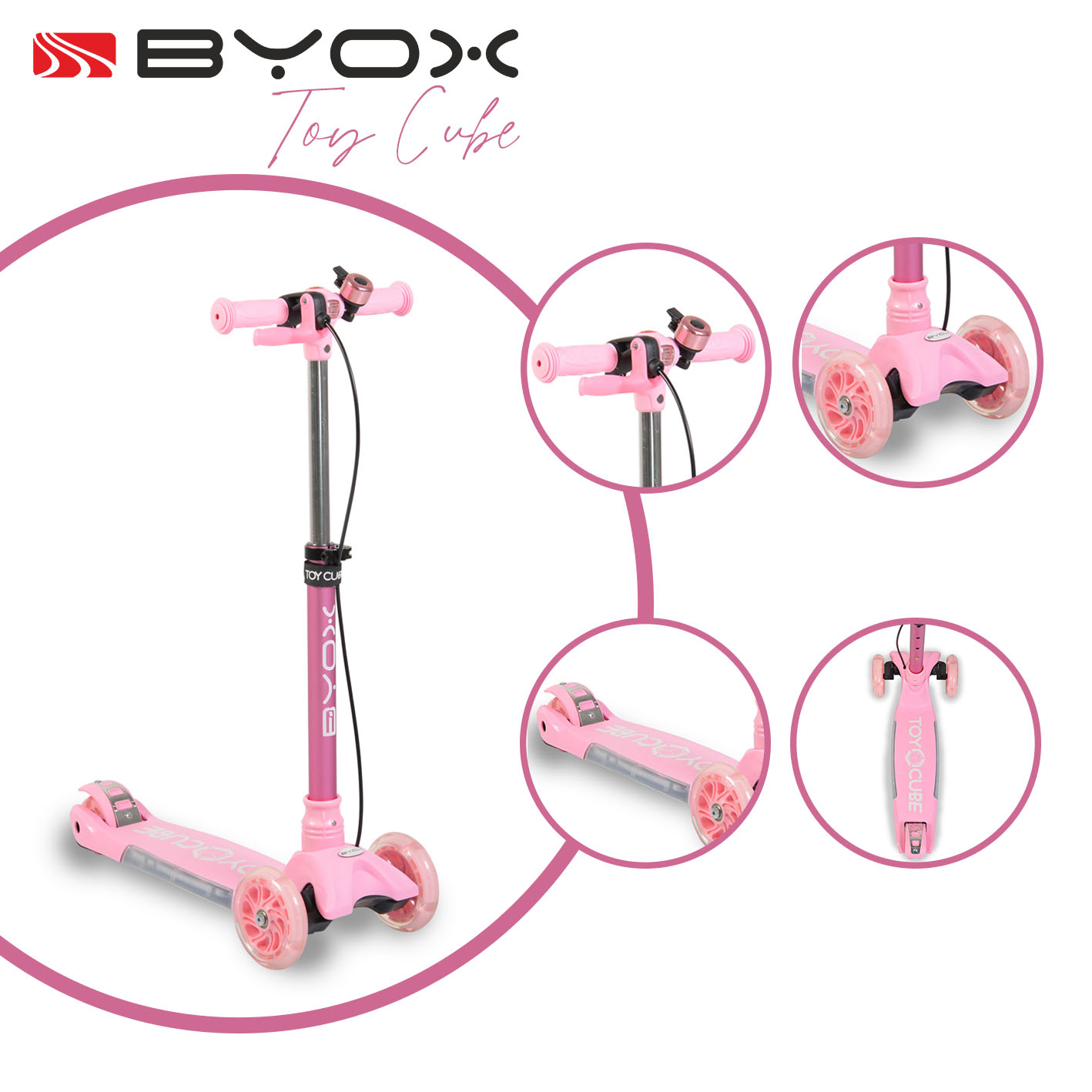 Byox Scooter Toy cube pink 3800146225544