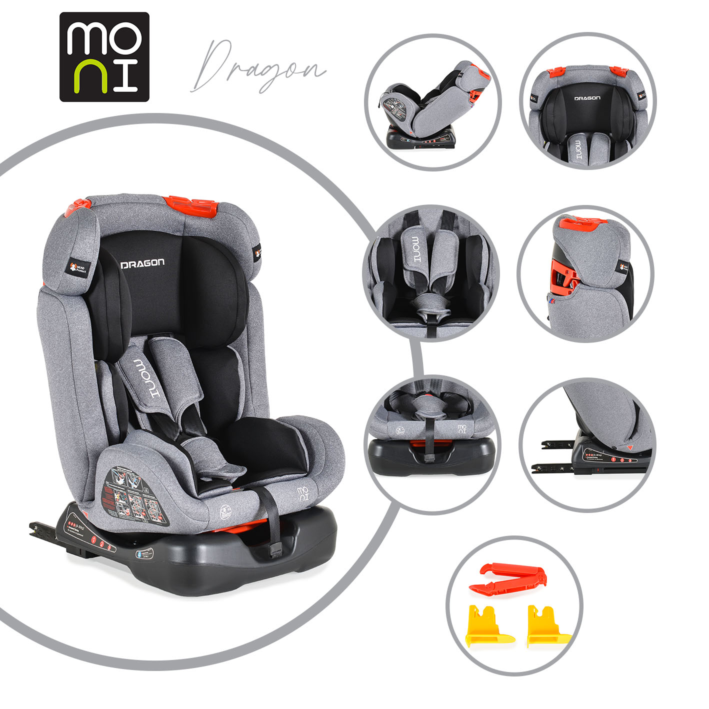 Moni Baby car seat Dragon 0-36 kg grey Isofix 3801005151233