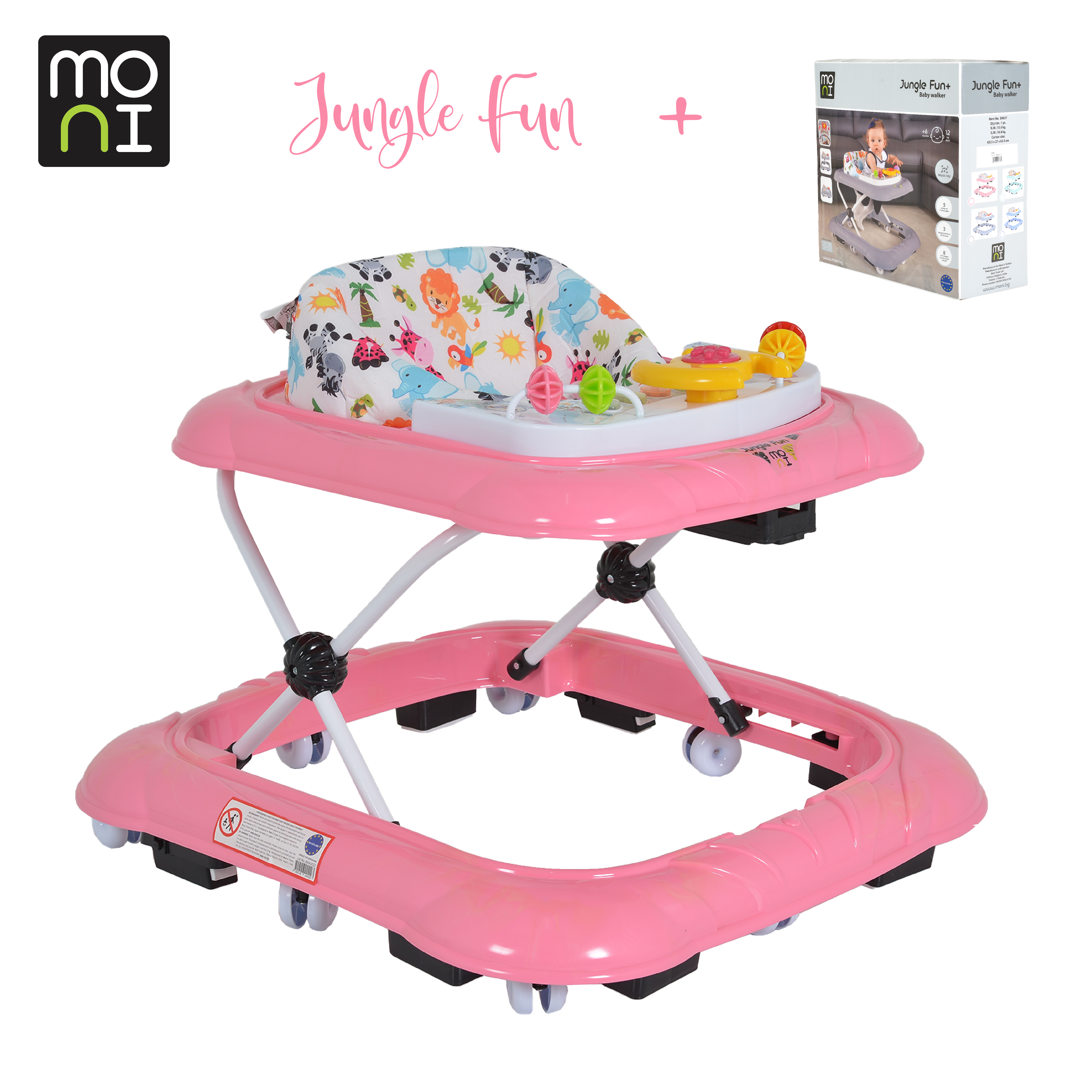 Moni Baby walker Jungle fun + pink 3800146244385
