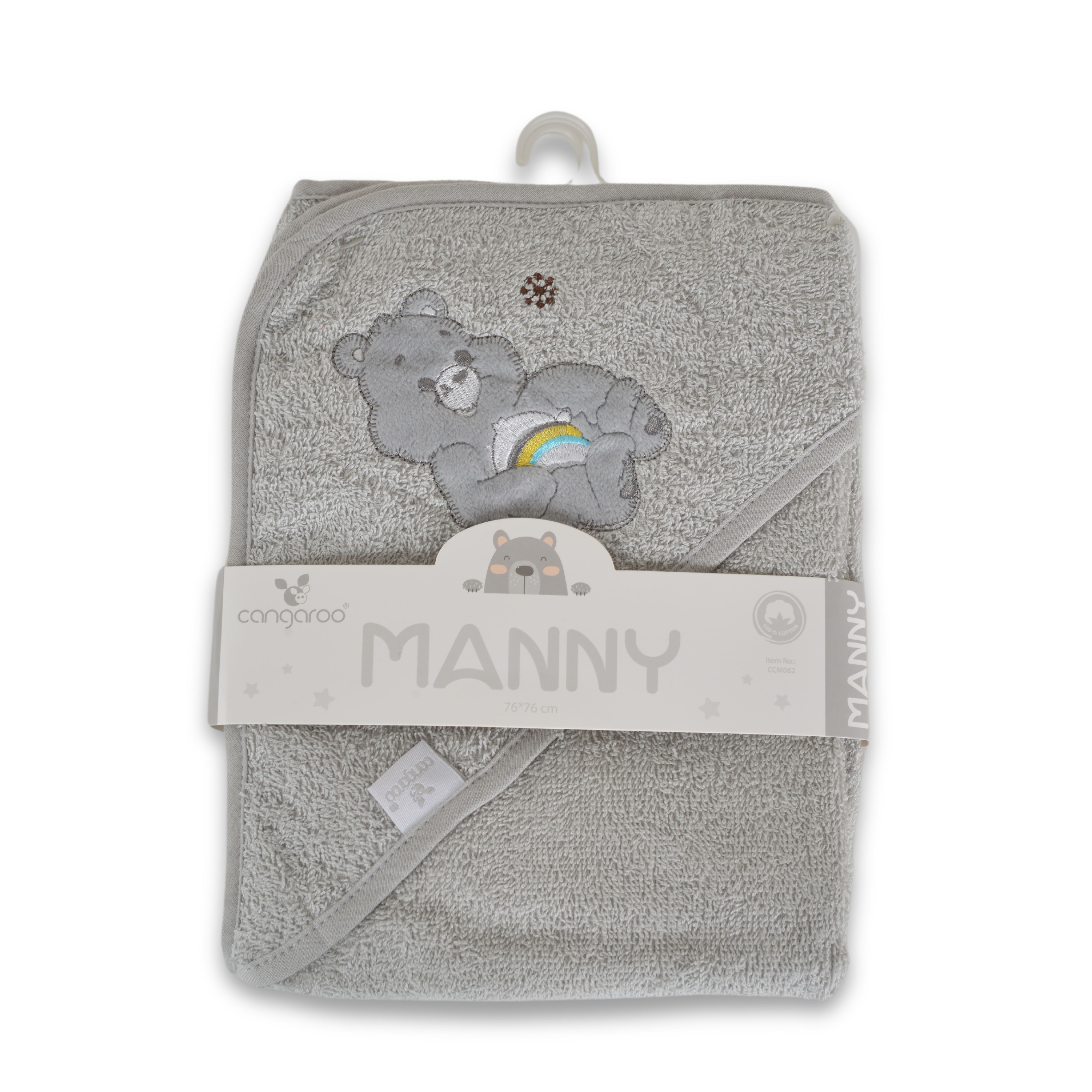 Cangaroo Hooded Towel Manny 76x76cm grey 3800146270056