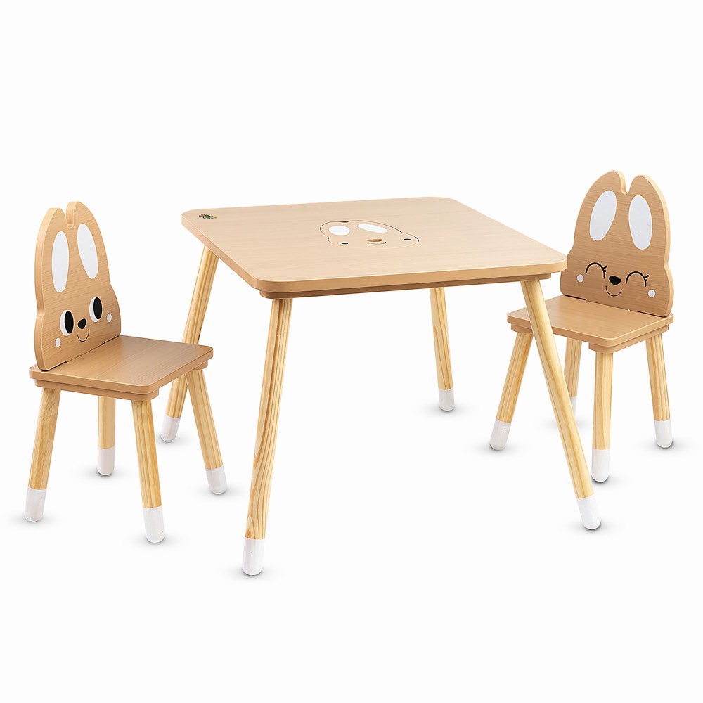 Σετ Moni Toys Cute Bunny – Ξύλινο Τραπέζι με 2 Καρέκλες