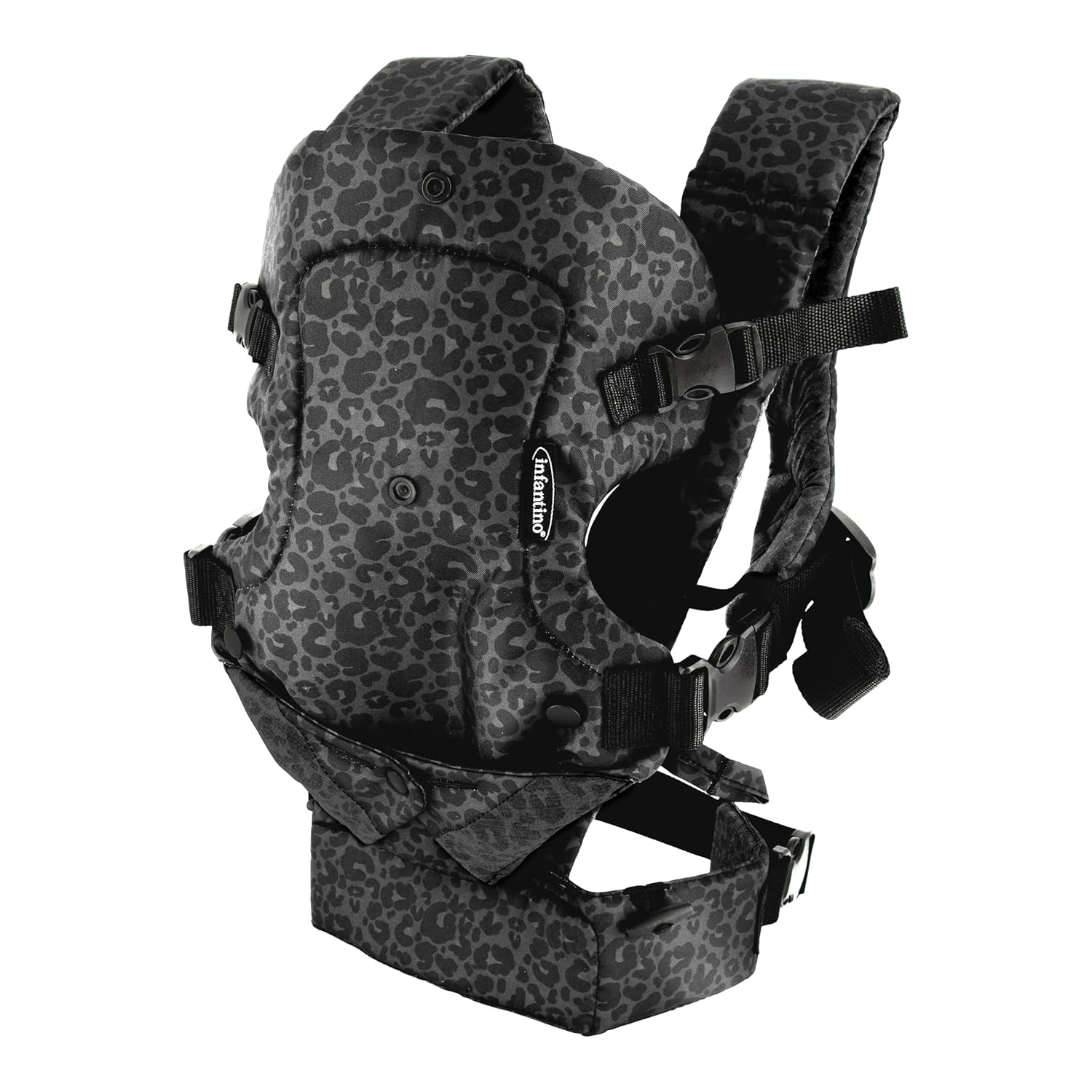 Infantino Flip 4-in-1 Baby Carrier | Ergonomic, Stylish & Adjustable Black & Gray Leopard
