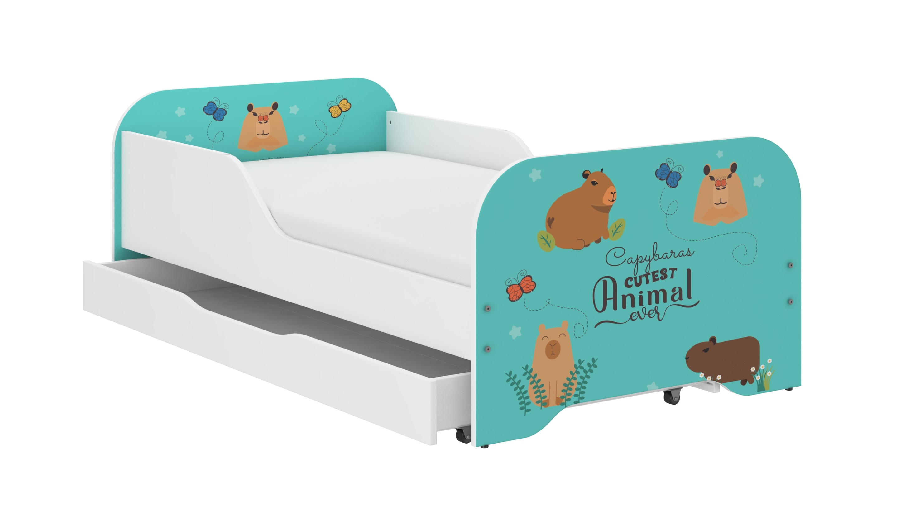 Παιδικό Κρεβάτι Miki 160 x 80 cm με Συρτάρι + Δώρο Στρώμα - Καπιμπάρα Animals