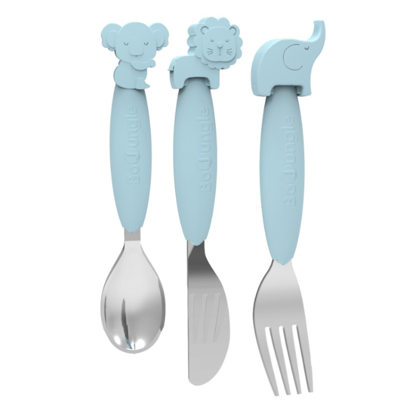 Bo Jungle B-Silicone Silicone Cutlery Set of 3 Blue