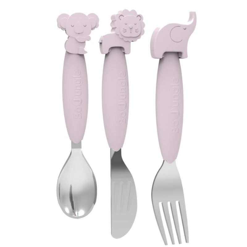 Bo Jungle B-Silicone Silicone Cutlery Set of 3 Pink