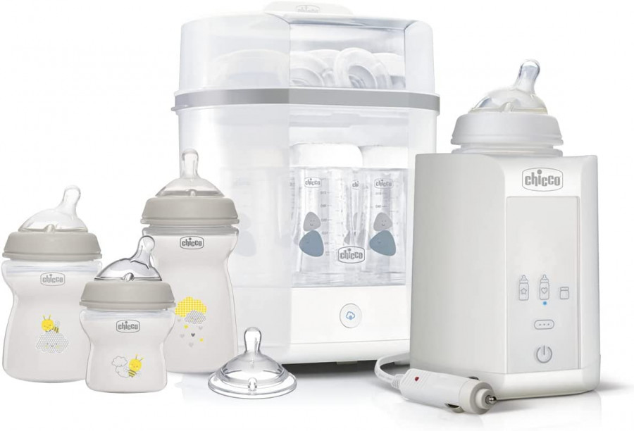 Chicco Startet Set Newborn 7 pcs Sterilizer Warmer Bottle Nipples