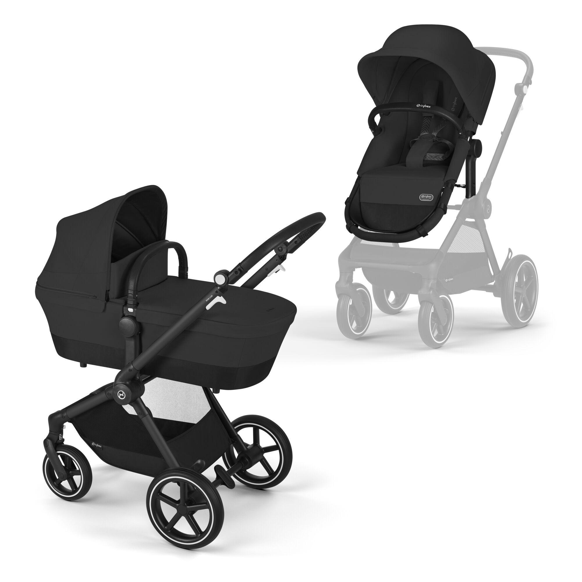 Cybex EOS Lux BLK 2 in 1 Stroller Moon Black 522003825