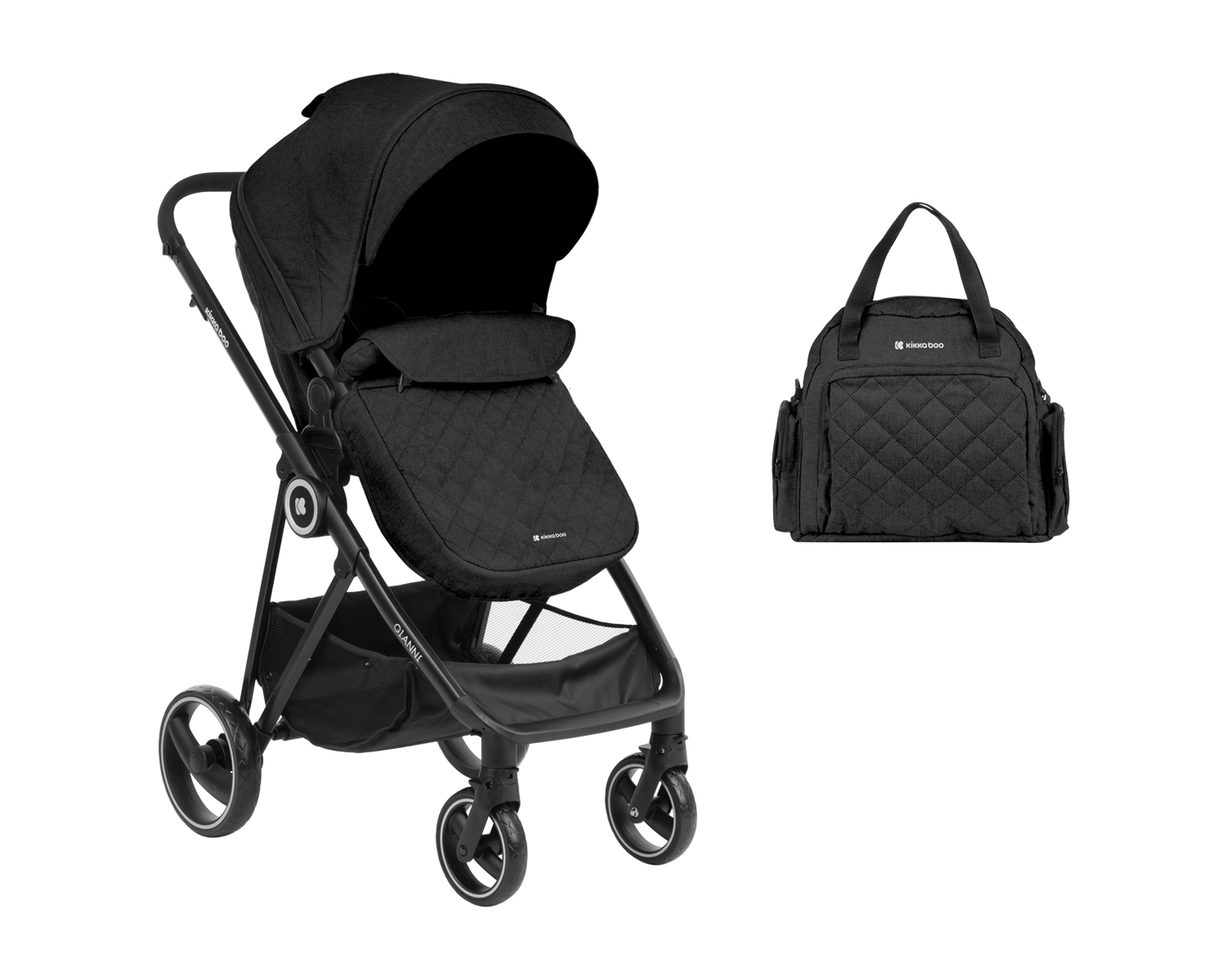 Kikka Boo Gianni 2 in 1 Reversible Baby Stroller Black 31001020121