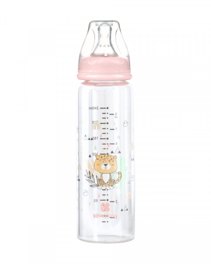 Kikka Boo Glass feeding bottle 240ml Savanna Pink (31302020117)